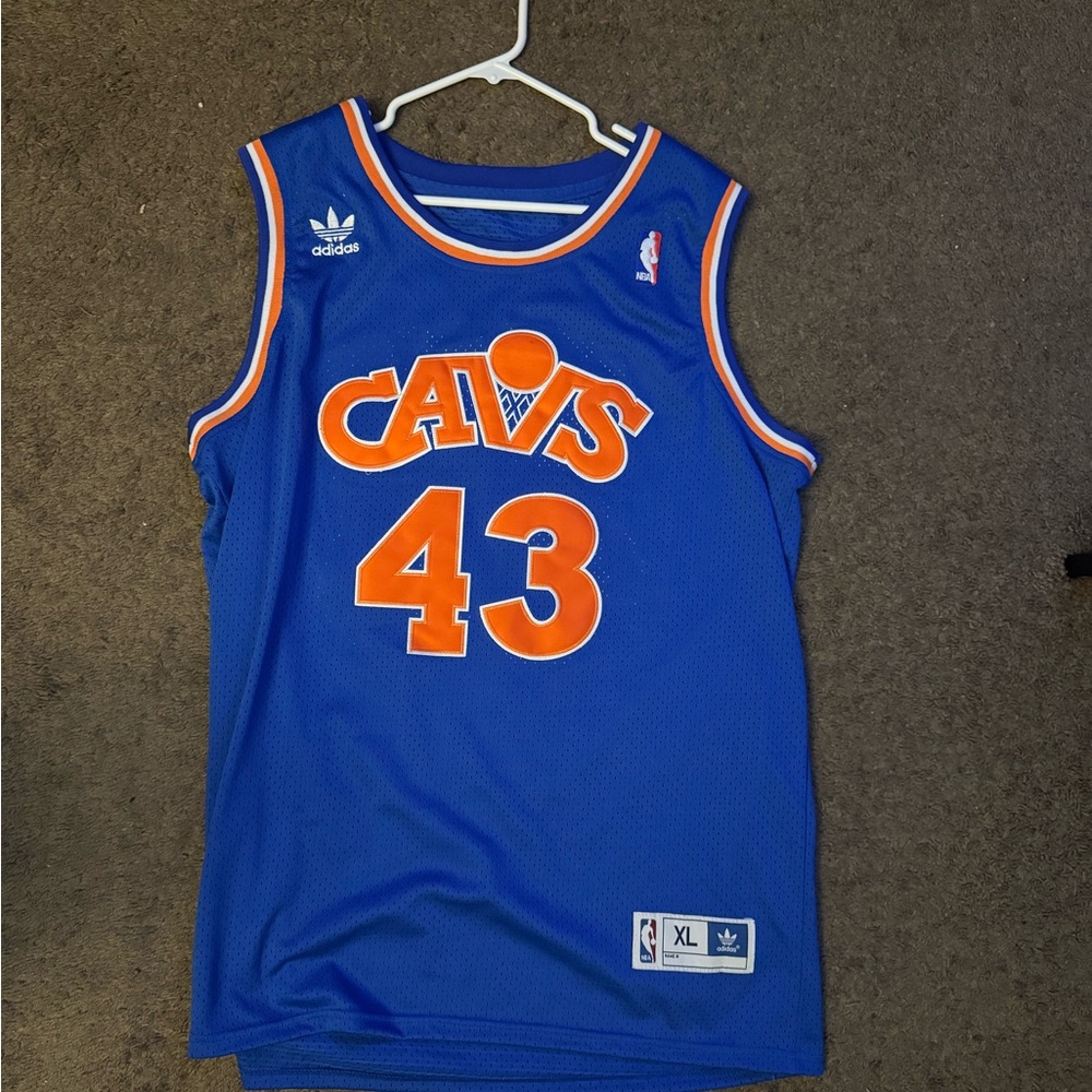 Brad Daugherty Adidas Cavaliers Blue and Orange Jersey